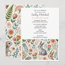 Invitación floral para baby shower de niña
