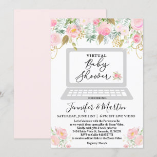Invitación floral para baby shower virtual