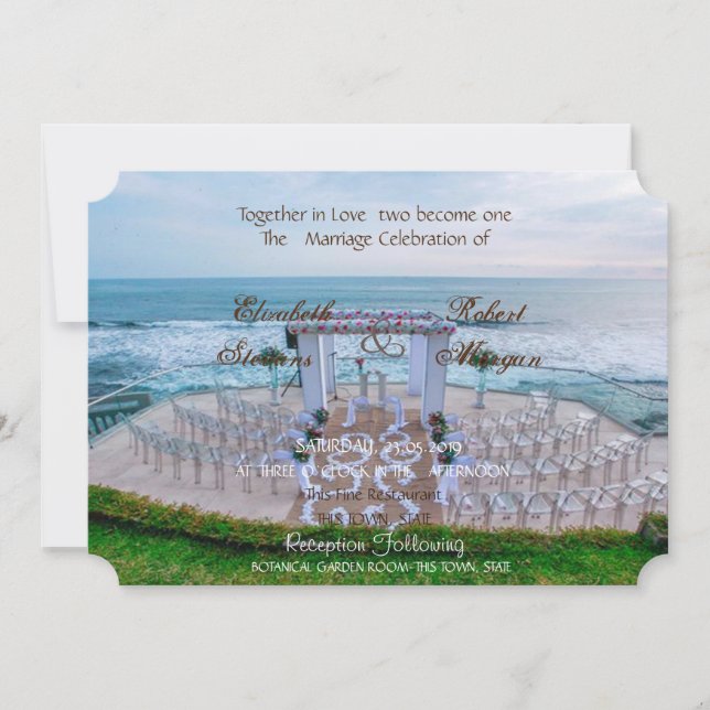 Invitación Floral para Boda en la Playa Adorable (Anverso)