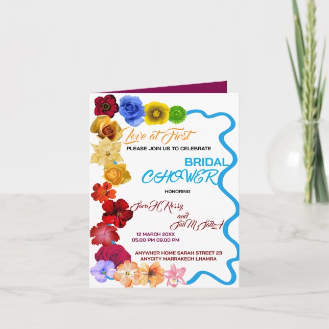 Invitación floral para despedida de soltera, despe (Anverso)