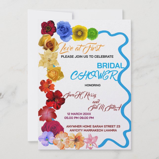 Invitación floral para despedida de soltera, Despe (Anverso)