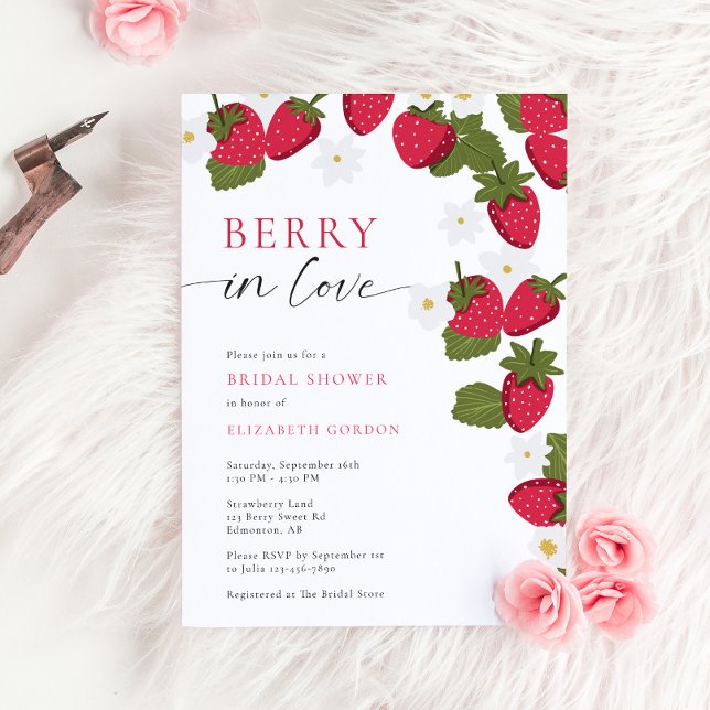 Invitación Floral para Despedida de Soltera Fresa  (Subido por el creador)