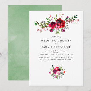 Invitación floral para ducha de boda de otoño