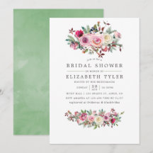 Invitación floral para ducha de novia de invierno