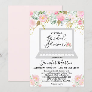 Invitación floral para ducha de novia virtual