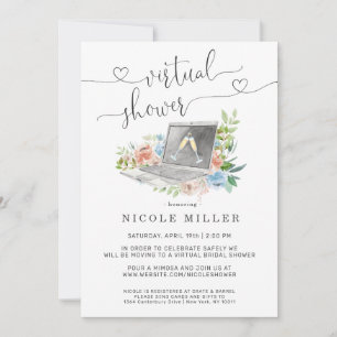Invitación floral para ducha de novia virtual en l