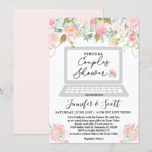 Invitación floral para ducha de parejas virtual