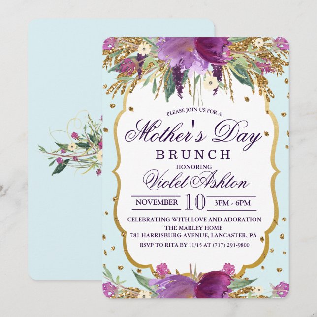 Invitación floral para el Día de la Madre (Anverso / Reverso)
