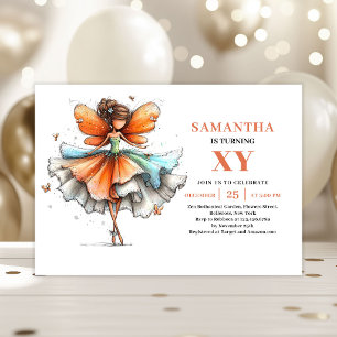 Invitación floral para el quinto cumpleaños de la 