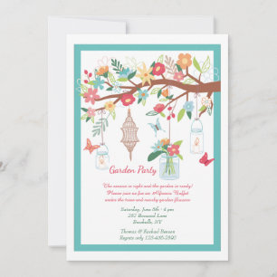 Invitación floral para fiesta en el jardín