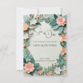 Invitación floral para guardar la fecha
