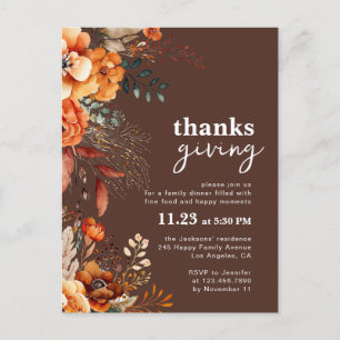 invitación floral para la cena de Acción de Gracia