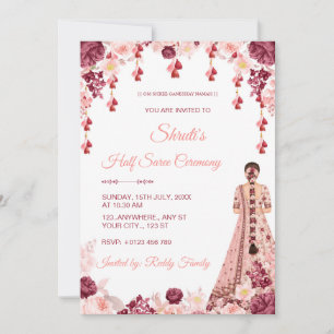 Invitación floral para la ceremonia de Half Saree