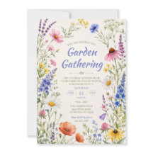 Invitación floral para reunión en el jardín de flo