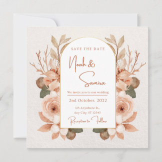 Invitación floral para salvar la fecha de la boda