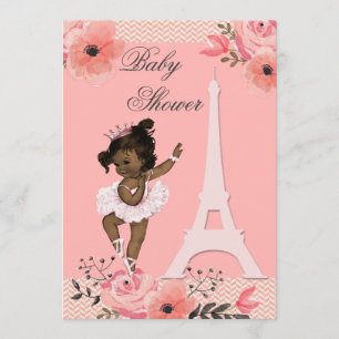 Invitación Floral París Eiffel Torre Étnica Ballerina Ducha