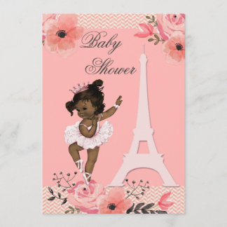 Invitación Floral París Eiffel Torre Étnica Ballerina Ducha