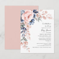 Floral Pastel de color azul rosado Baby Shower