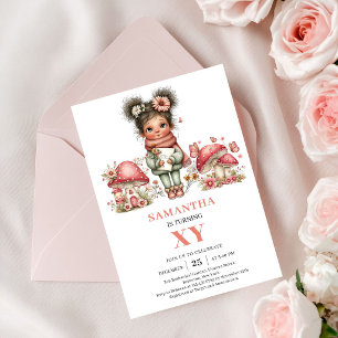 Invitación floral pastel para el 1er cumpleaños de