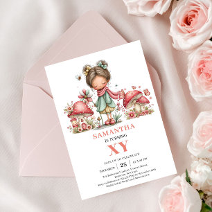 Invitación Floral Pastel para el Séptimo Cumpleaño