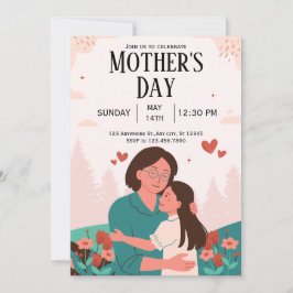 Invitación floral pastel rosa para el Día de la Ma