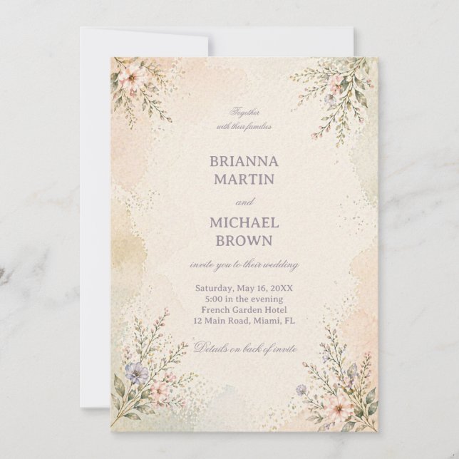 Invitación Floral Pastel Suave (Anverso)