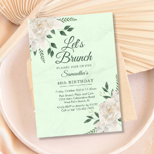 Invitación Floral Pastel Verde Brunch Cualquier Fiesta de eve