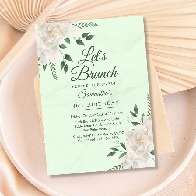 Invitación Floral Pastel Verde Brunch Cualquier Fiesta de eve (Subido por el creador)