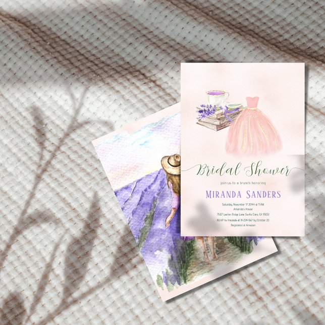 Invitación Floral Peach Lavender Vestido Libro Tea Brunch Bri (Subido por el creador)