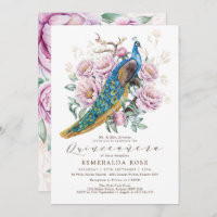 Floral Peacock Quinceañera Mis Quince cumpleaños