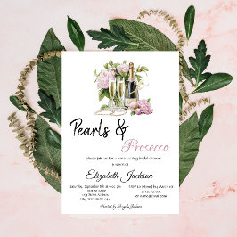 Invitación Floral Pearls Prosecco Bridal Shower