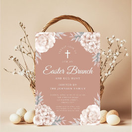 Invitación Floral Peonies Religiosos Cruce Brunch de Pascua