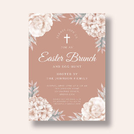 Invitación Floral Peonies Religiosos Cruce Brunch de Pascua