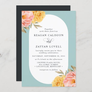 Invitación Floral Peony Rosa Primavera Wedding