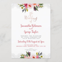 Invitación floral personalizada de la boda del oro