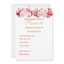 Invitación floral personalizada para Sweet 16