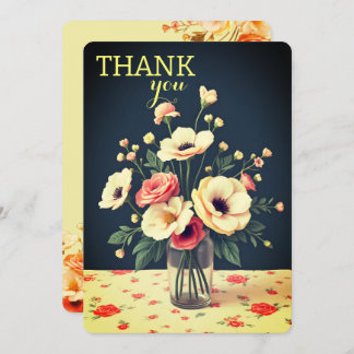 Invitación Floral Personalized Yellow Flat Thank You Card