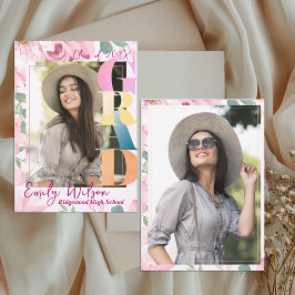 Invitación Floral Photo Class of 2026 Graduation Announcement