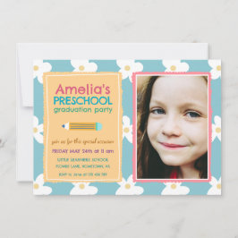 Invitación  Floral Photo Preschool Graduation