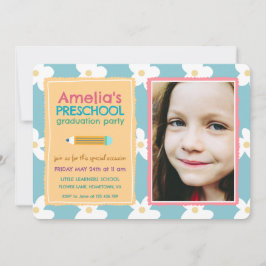 Invitación  Floral Photo Preschool Graduation