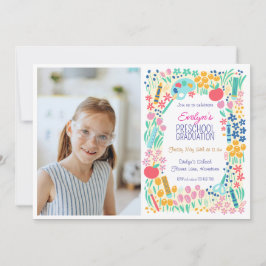Invitación Floral Photo Preschool Graduation Invitation