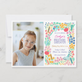 Invitación Floral Photo Preschool Graduation Invitation