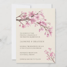 Floral Pink Cherry Blossom Elegant Wedding