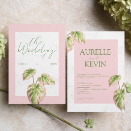Invitación Floral Pink Elegant Summer Watercolor Wedding