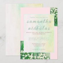 Floral Pink Green Modern Elegant Wedding