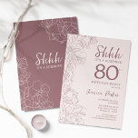 Invitación Floral Pink Mauve Surprise 80º cumpleaños<br><div class="desc">Espectacular fiesta de cumpleaños número 80 de color rosa morado. El diseño femenino minimalista presenta acentos botánicos y tipografía. Tarjeta de invitación floral perfecta para una elegante celebración de cumpleaños sorpresa femenina.</div>