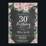 Invitación Floral Pink Peonies Calkboard 30 cumpleaños<br><div class="desc">Floral Pink Peonies Invitación a la Cartelera de Cumpleaños 30 para Mujeres. Flor floral acuarela. Elegante rosa rosa y flores de peón. Cumpleaños de adultos. Fondo del tablero. Blanco y negro. 13.º 15.º 16.º 18.º 20.21.30.40.º 50.60.70.80.90.100, Cualquier Edad. Para una mayor personalización, haga clic en el botón "Personalizar" y utilice...</div>