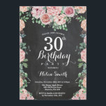Invitación Floral Pink Peonies Calkboard 30 cumpleaños<br><div class="desc">Floral Pink Peonies Invitación a la Cartelera de Cumpleaños 30 para Mujeres. Flor floral acuarela. Elegante rosa rosa y flores de peón. Cumpleaños de adultos. Fondo del tablero. Blanco y negro. 13.º 15.º 16.º 18.º 20.21.30.40.º 50.60.70.80.90.100, Cualquier Edad. Para una mayor personalización, haga clic en el botón "Personalizar" y utilice...</div>