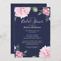 Floral Pink Peony Background Naval Bridal Shower
