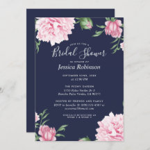 Floral Pink Peony Background Naval Bridal Shower
